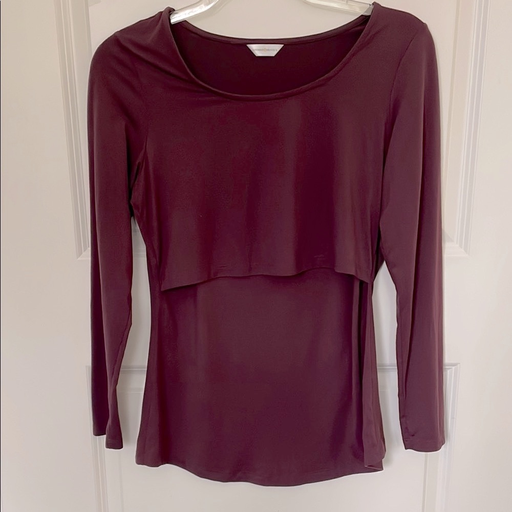 Kindred Bravely Nursing Burgundy Long Sleeve Top Medium New Mom